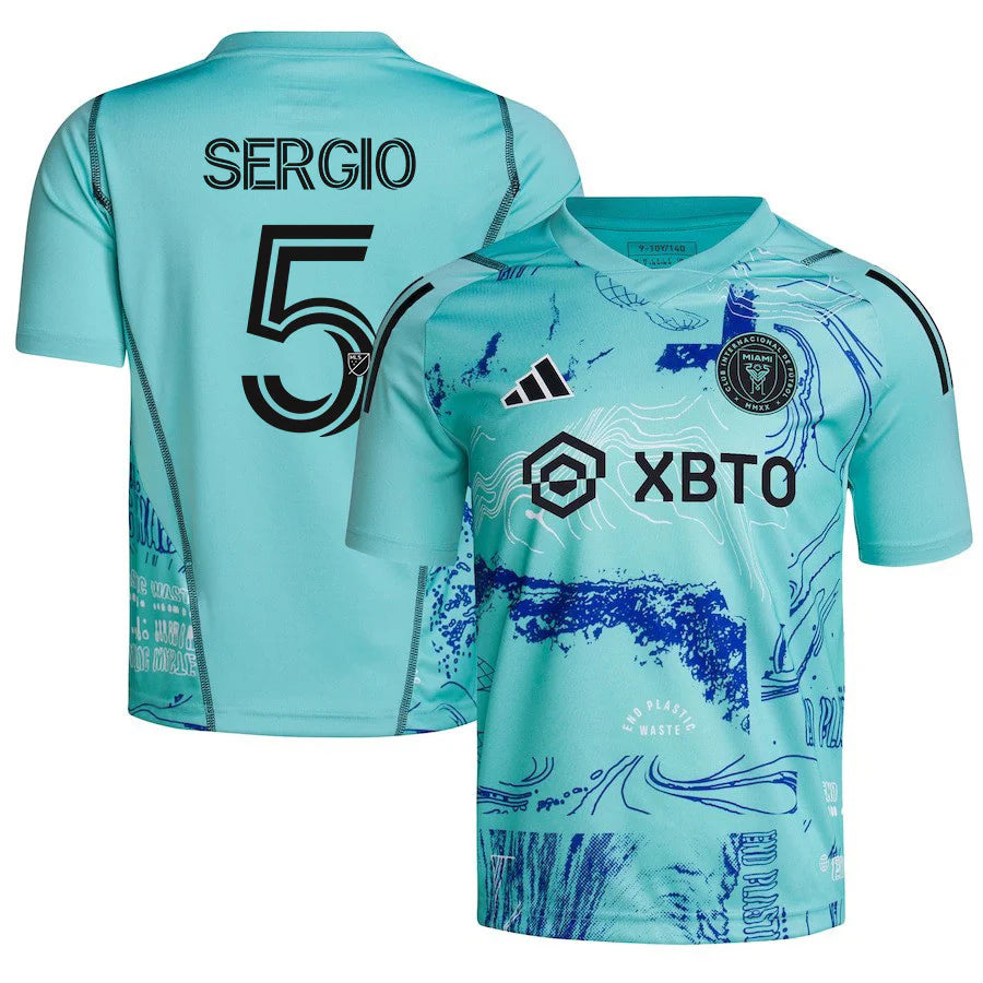 Inter Miami 23/24 One Planet Youth Jersey W/Sergio #5 Printing